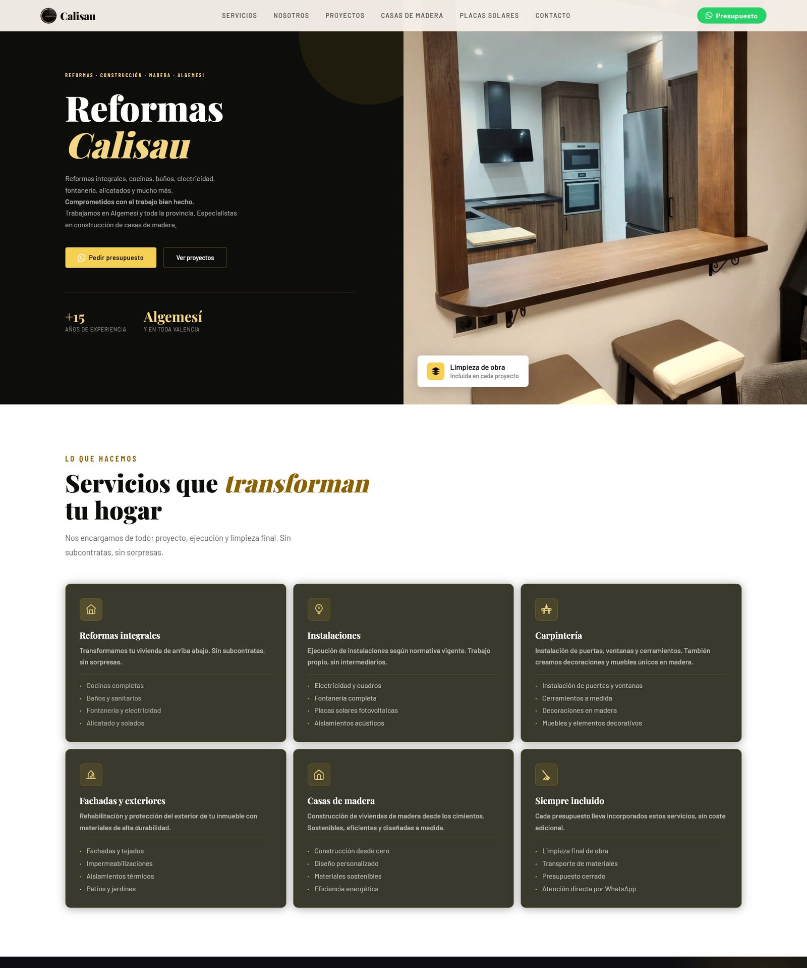 Web diseñada por Damartic para Reformas Calisau, empresa de Reformas y Construcción en Algemesí